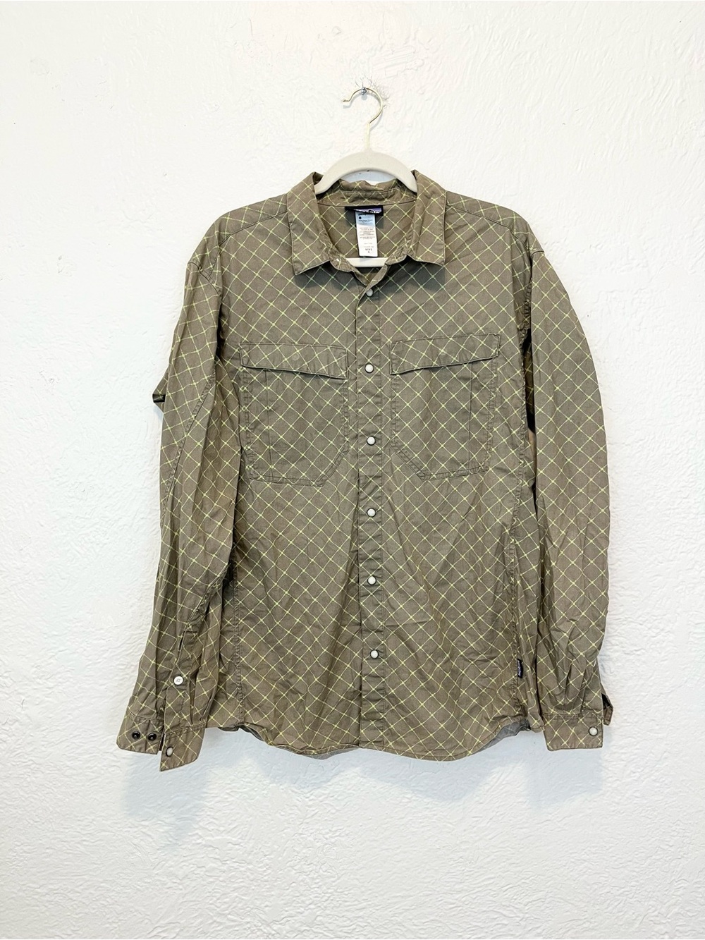 Patagonia Shirt Snap Front Green Check All Stone XL
